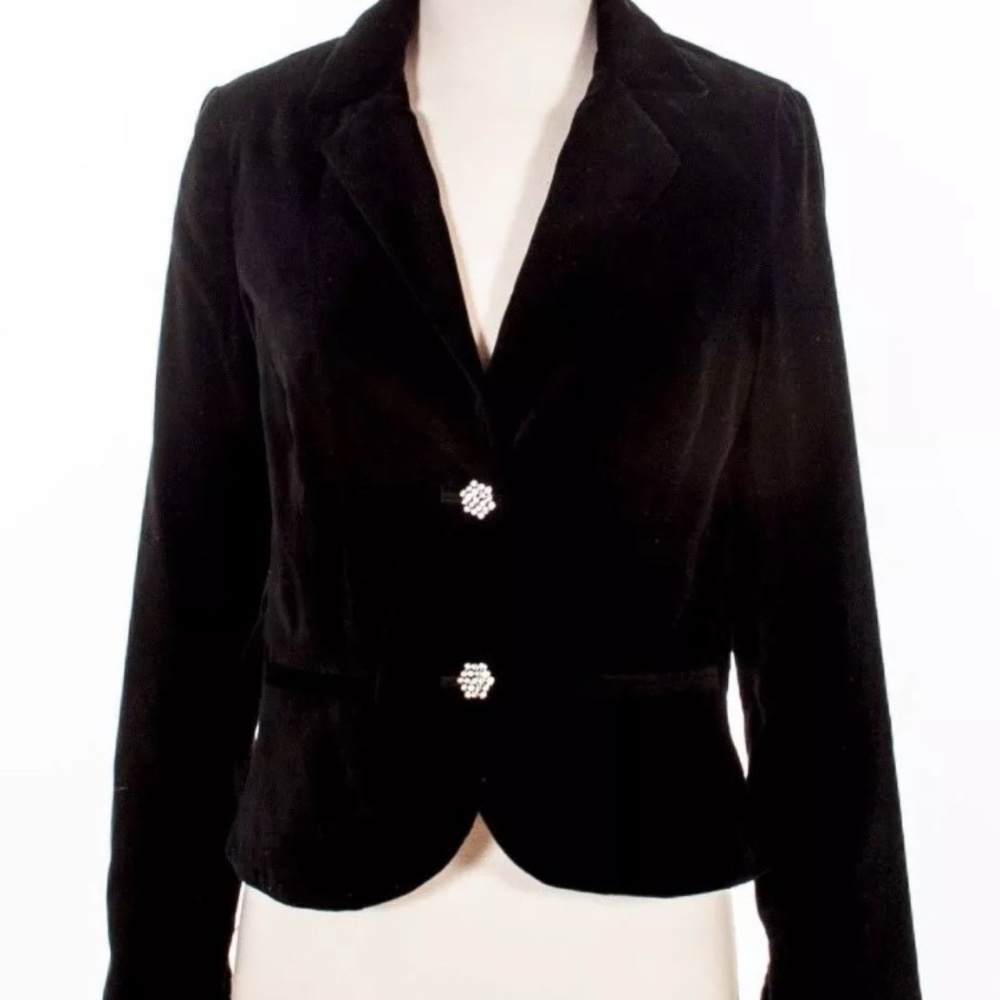 Velvet Blazer with Rhinestones Buttons